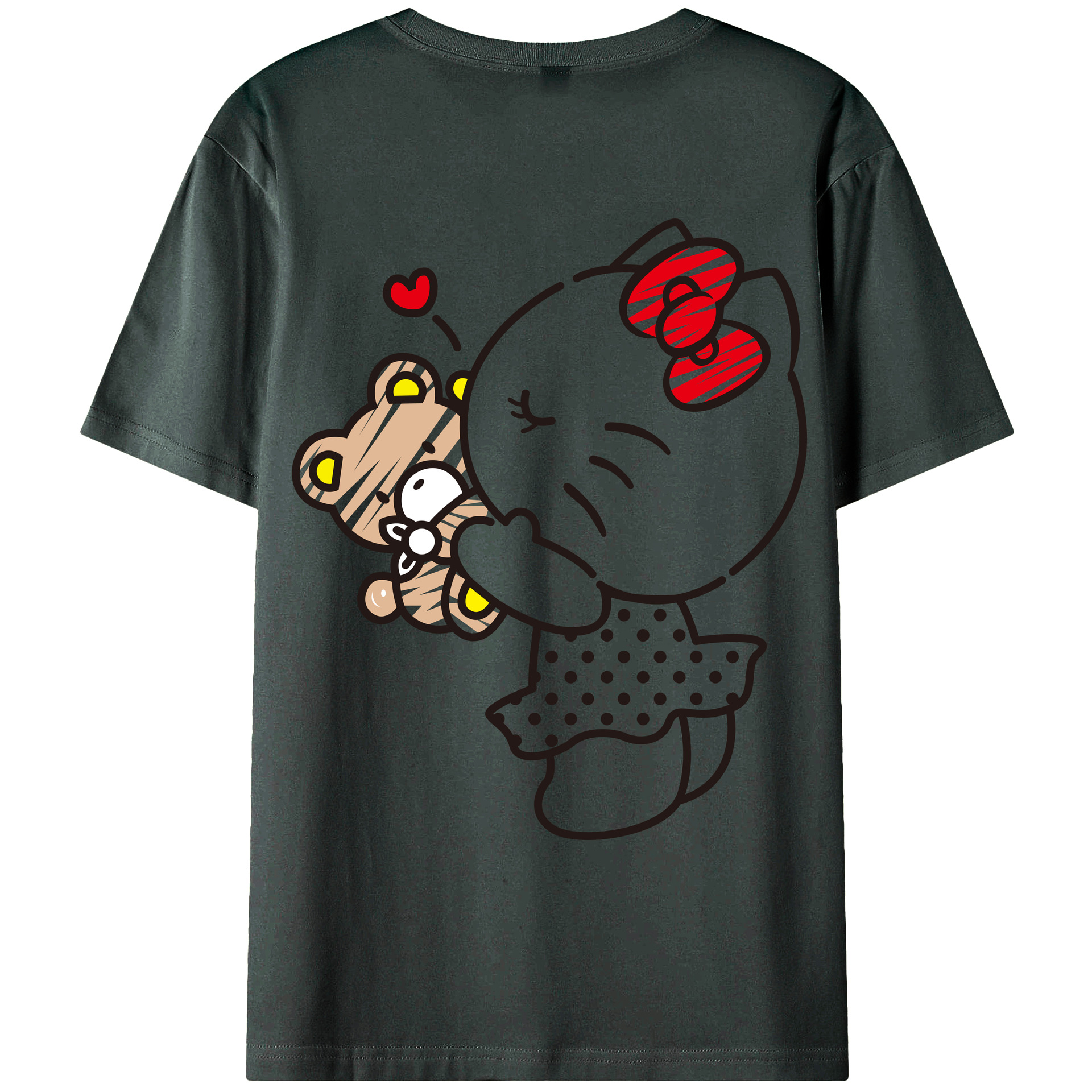 （画像用） Hello Kitty ハローキティ 綿100％ メンズ半袖Tシャツ（バックプリント） 通気性
